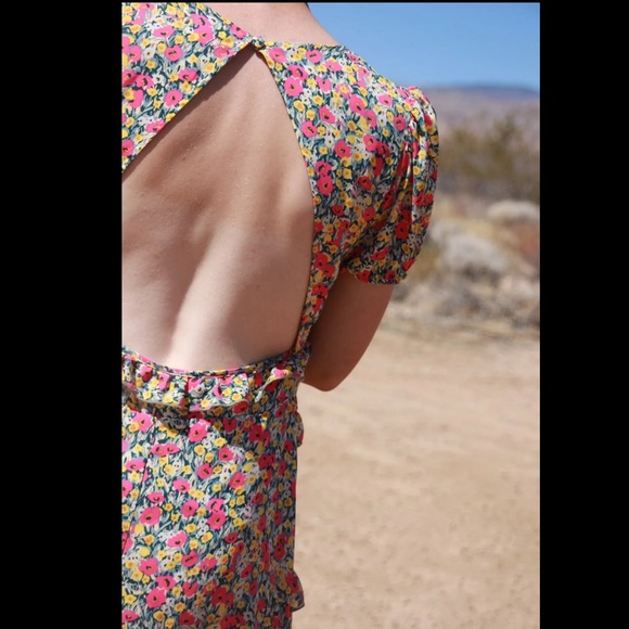 TopShop Open Back Ruffle Tier Floral Midi Dress - Picture 3 of 7